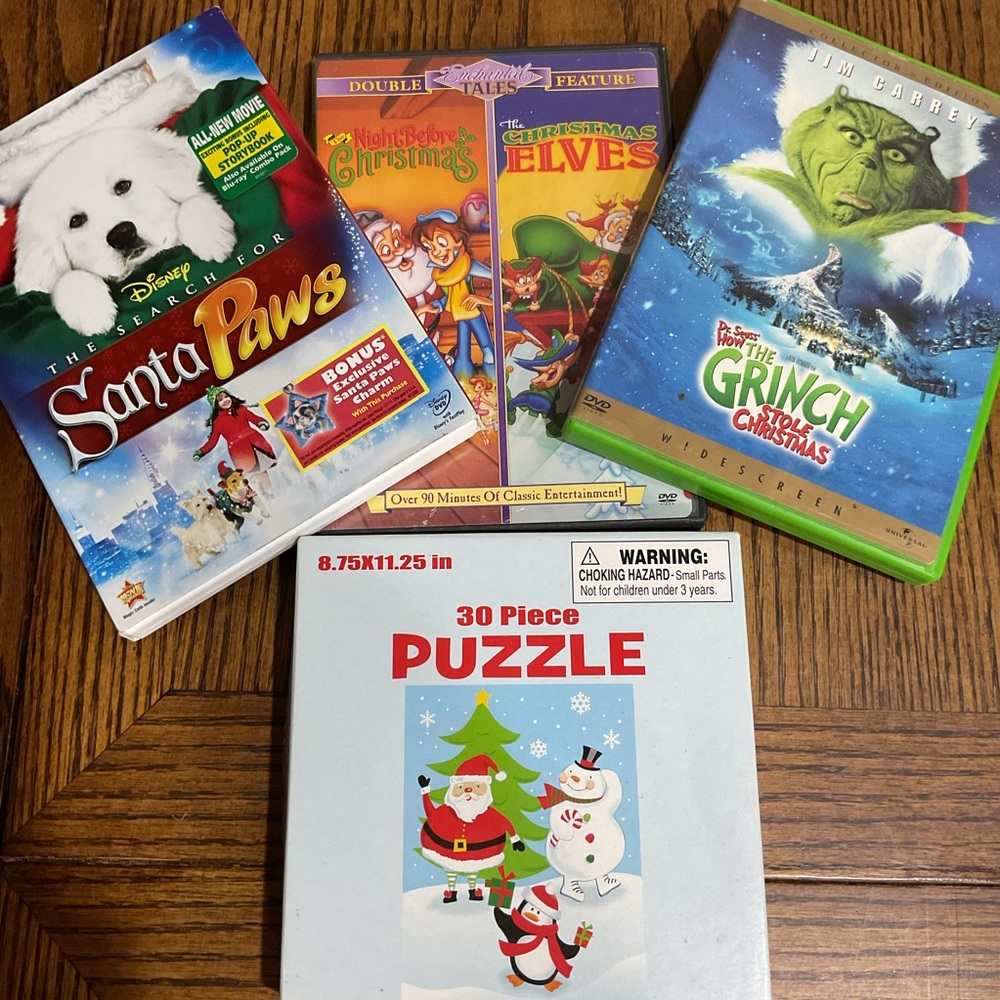 Holiday Christmas Kids Family Movie Collection DVD Set and Puzzle